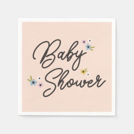 Boho Pink Little Lady Spring Flowers Baby shower Servet