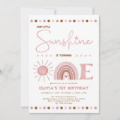Boho Pink Little Sunshine Rainbow Girl Birthday Kaart (Voorkant)