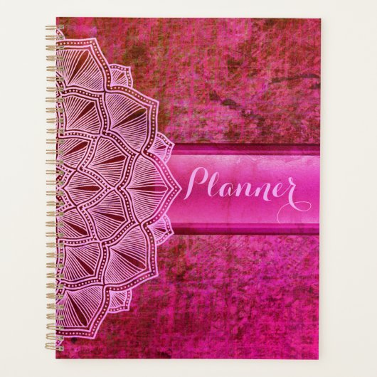 Boho Pink Mandala Large Planner (Voorkant)