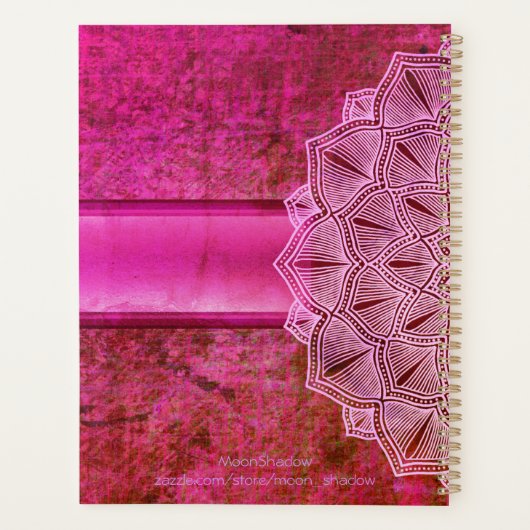 Boho Pink Mandala Large Planner (Achterkant)