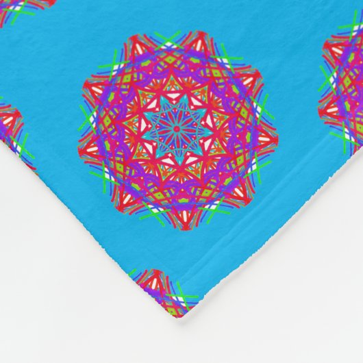 Boho Pink Mandala Pattern Fleece Blanket (Hoek)