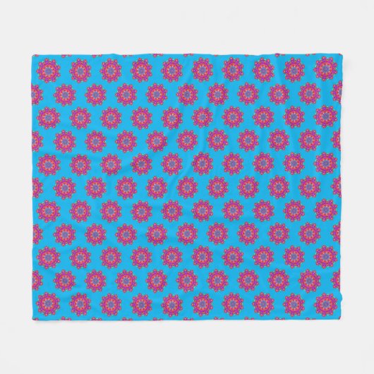Boho Pink Mandala Pattern Fleece Blanket Deken (Voorkant (Horizontaal))