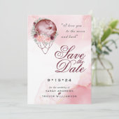 Boho Pink Maroon Moon Mandala Opslaan Datum Kaart (Staand voorkant)