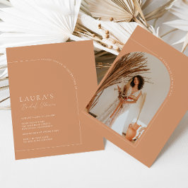 Boho Pink Minimalist Arch Photo Vrijgezellenfeest Kaart