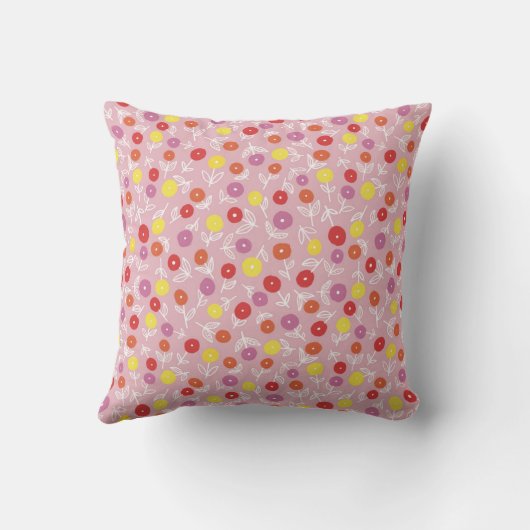 Boho Pink Modern Floral patroon Kussen (Achterkant)
