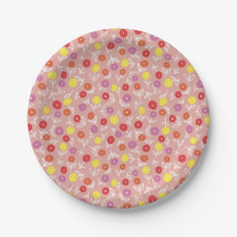 Boho Pink Modern Floral patroon Papieren Bordje