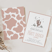 Boho Pink Modern Girls Eerste Rodeo 1e verjaardag Kaart