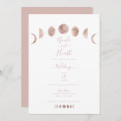 Boho Pink Moon faseert moderne minimale bruiloft Kaart (Voorkant / Achterkant)