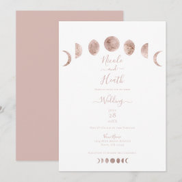 Boho Pink Moon faseert moderne minimale bruiloft Kaart