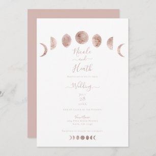 Boho Pink Moon faseert moderne minimale bruiloft Kaart