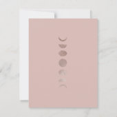 Boho Pink Moon Phases Modern Minimal Wedding RSVP Kaart (Achterkant)