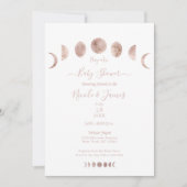 Boho Pink Moon Phases Modern Minimum Baby shower Kaart (Voorkant)