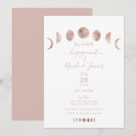 Boho Pink Moon Phases Modern Minimum Verloving Kaart