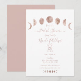 Boho Pink Moon Phases Modern Minimum Vrijgezellenf Kaart