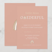 Boho Pink nederful First Birthday Party Invite Kaart (Voorkant / Achterkant)