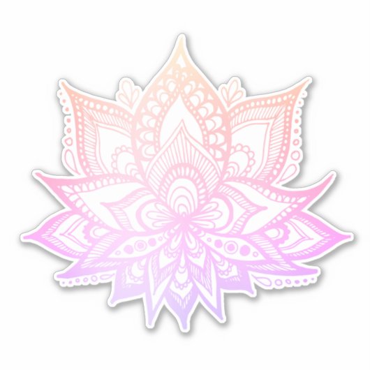 Boho Pink Ombre Lotus Bloem Sticker (Voorkant)
