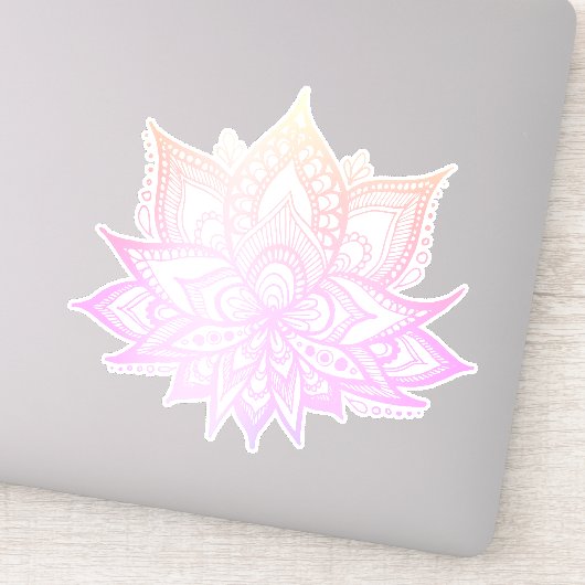 Boho Pink Ombre Lotus Bloem Sticker (Detail)