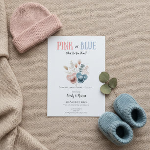 Boho Pink or Blue Gender Reveal Kaart