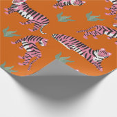 Boho Pink Orange Jungle Tiger Animal Pattern Cadeaupapier (Hoek)
