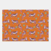 Boho Pink Orange Jungle Tiger Animal Pattern Inpakpapier Vel (Voorkant 2)