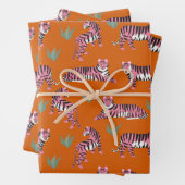 Boho Pink Orange Jungle Tiger Animal Pattern Inpakpapier Vel (In situ)