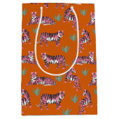 Boho Pink Orange Jungle Tiger Animal Pattern Medium Cadeauzakje (Voorkant)