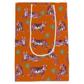 Boho Pink Orange Jungle Tiger Animal Pattern Medium Cadeauzakje (Achterkant)