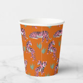 Boho Pink Orange Jungle Tiger Animal Pattern  Papieren Bekers (Rechts)