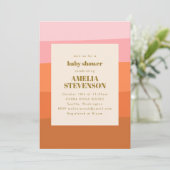 Boho Pink Oranje Abstract Stripes Baby shower Kaart (Staand voorkant)