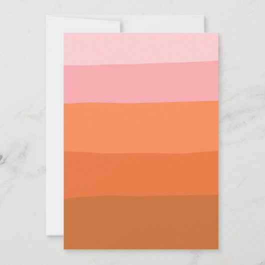 Boho Pink Oranje Abstract Stripes Baby shower Kaart (Achterkant)
