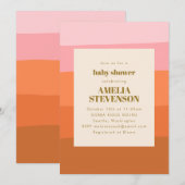 Boho Pink Oranje Abstract Stripes Baby shower Kaart (Voorkant / Achterkant)