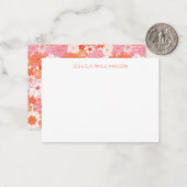 Boho Pink Oranje Floral Aangepaste naam Cadeaubehu Notitiekaartje (Voorkant / Achterkant in situ)