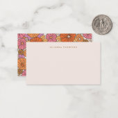Boho Pink Oranje Floral Aangepaste naam Cadeaubehu Notitiekaartje (Voorkant / Achterkant in situ)