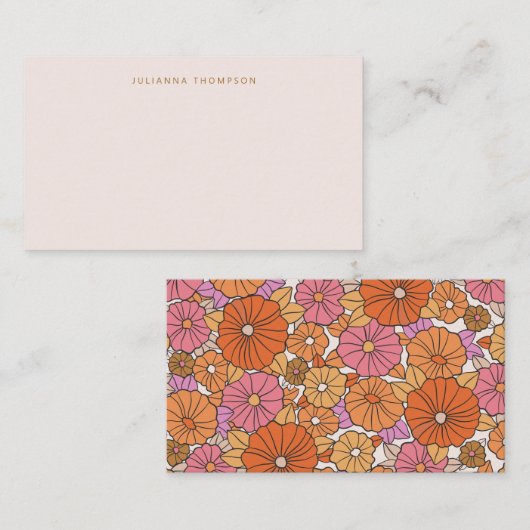 Boho Pink Oranje Floral Aangepaste naam Cadeaubehu Notitiekaartje (Voorkant / Achterkant)