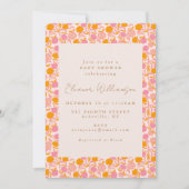Boho Pink Oranje Floral Cute Baby shower Kaart (Voorkant)