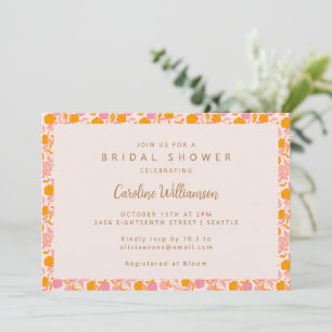 Boho Pink Oranje Floral Cute Vrijgezellenfeest Kaart