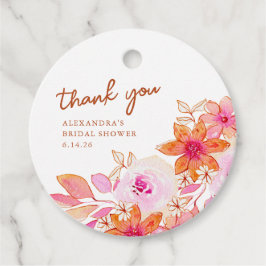 Boho Pink Oranje Flowers Shower Hartelijk dank Bedankjes Labels