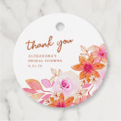Boho Pink Oranje Flowers Shower Hartelijk dank Bedankjes Labels (Voorkant)