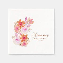 Boho Pink Oranje Flowers Vrijgezellenfeest Aangepa Servet