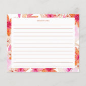 Boho Pink Oranje Flowers Vrijgezellenfeest Recipe  (Achterkant)