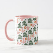 Boho Pink Oranje Groene Kerstbomen Trendy Pink Mok (Links)
