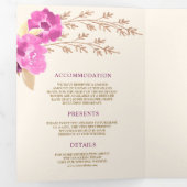 Boho Pink Orchid Floral in één ivoren bruiloft Drieluik Uitnodiging (Binnenzijde eerst)