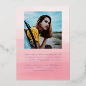 Boho Pink | Paarse Waterverf Afstuderen wilde bloe Folie Uitnodiging (Achterkant)