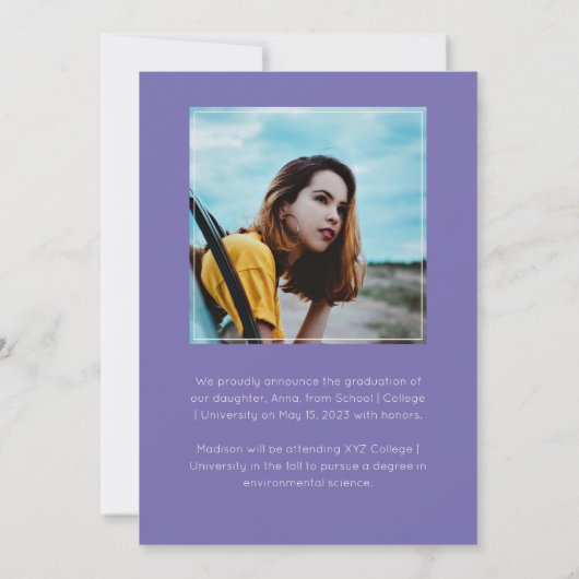 Boho Pink | Paarse Waterverf Afstuderen wilde bloe Kaart (Achterkant)