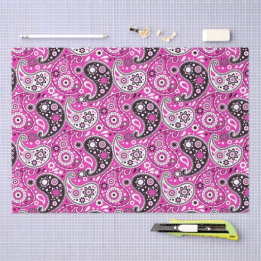 Boho Pink Paisley Pattern Tissuepapier (Craft)