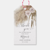 Boho Pink Pampas Grass Baby shower Cadeaulabel (Voorkant)