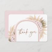 Boho Pink Pampas Grass bedankje Bedankkaart (Voorkant / Achterkant)