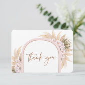 Boho Pink Pampas Grass bedankje Bedankkaart (Staand voorkant)