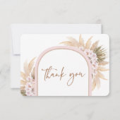 Boho Pink Pampas Grass bedankje Bedankkaart (Voorkant)