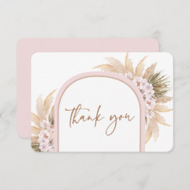 Boho Pink Pampas Grass bedankje Bedankkaart
